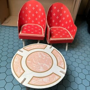 2 chairs & 1 table for 1962 Barbie Fashion Shop